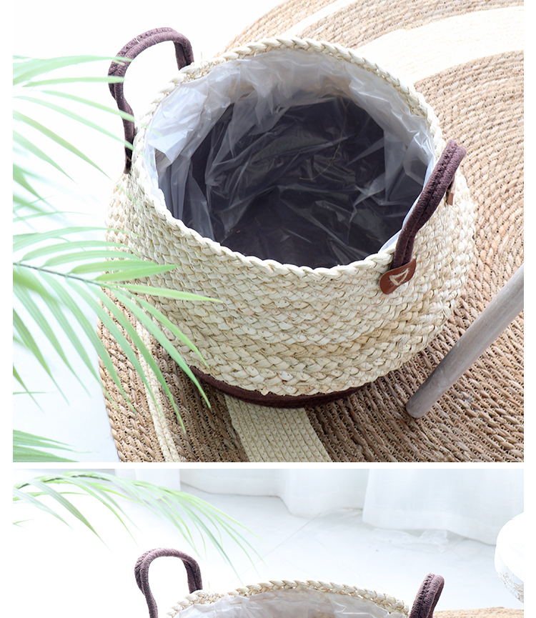 Nordic straw woven rattan decorative flower pot woven flower basket home decoration living room idyllic floor-to-ceiling large flower pot gardening