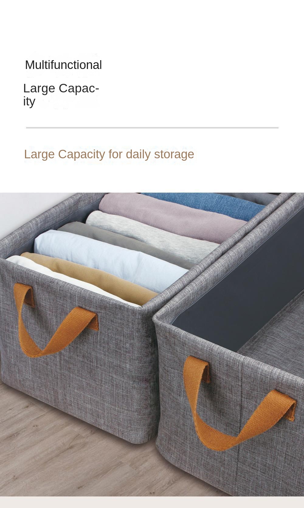 Finishing storage box without cover portable steel frame box cationic foldable storage basket cotton linen storage basket storage box