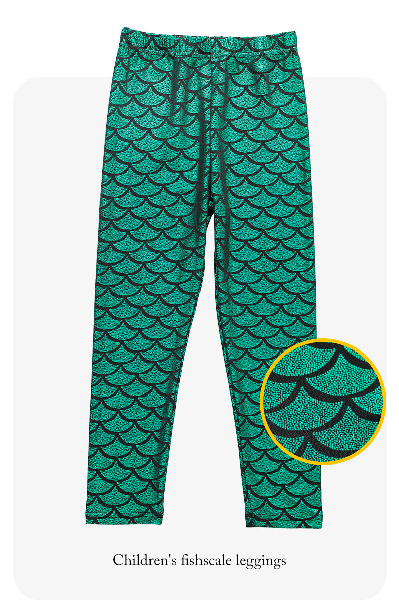 Gymnastics pants spring and autumn European and American girls mermaid tights and thin children’s colored fish scale leggings