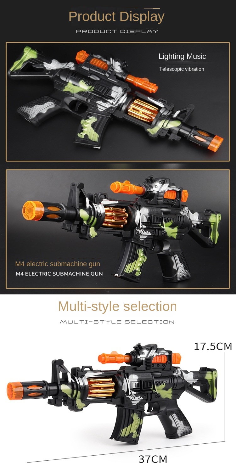 Street Stall Toy Supply Children Electric Toy Gun Music Sound and Light Pistol Luminous Night Market Wholesale Best Sellers