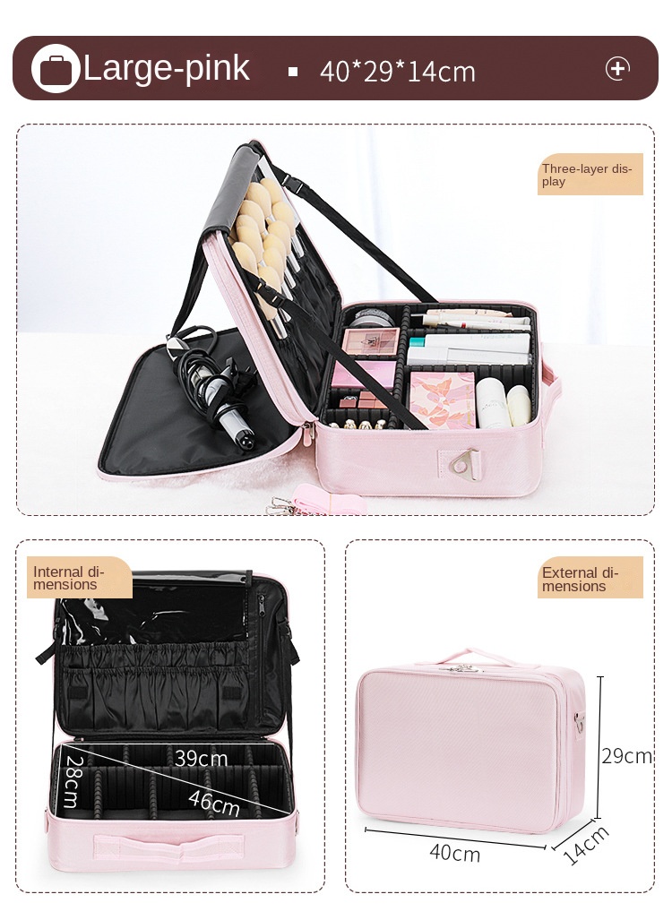 Large-capacity cosmetic bag tattoo embroidery manicure and makeup portable partition tool box cosmetic bag