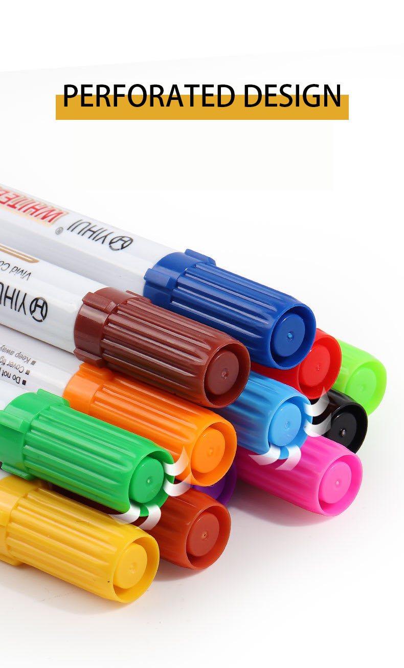 Large-capacity 12-color water-based pen erasable whiteboard pen office writing board thick head message marker pen wholesale