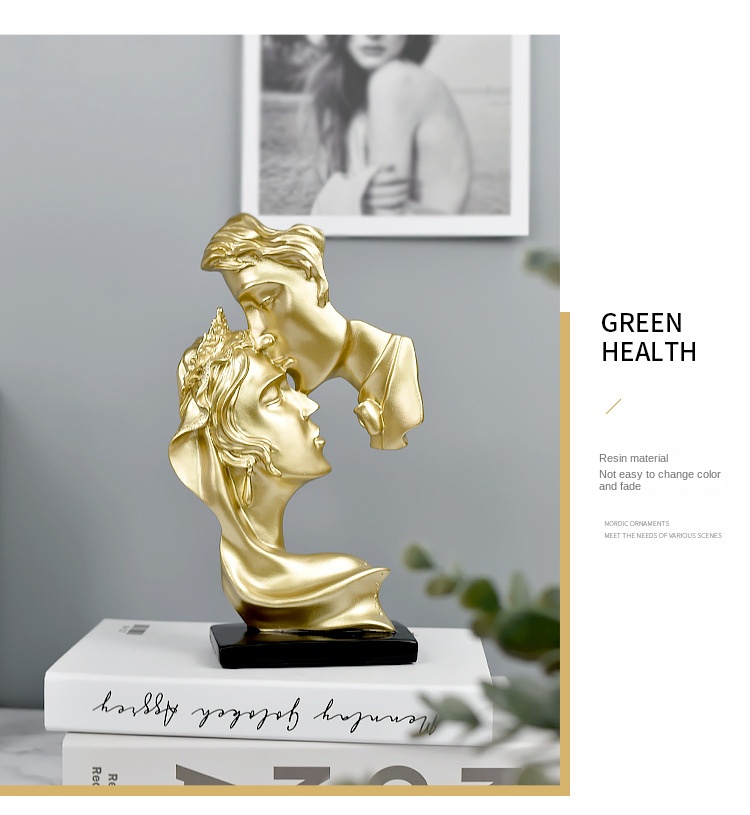 Creative kiss love couple figure statue resin handicraft decoration home living room decoration gift decoration