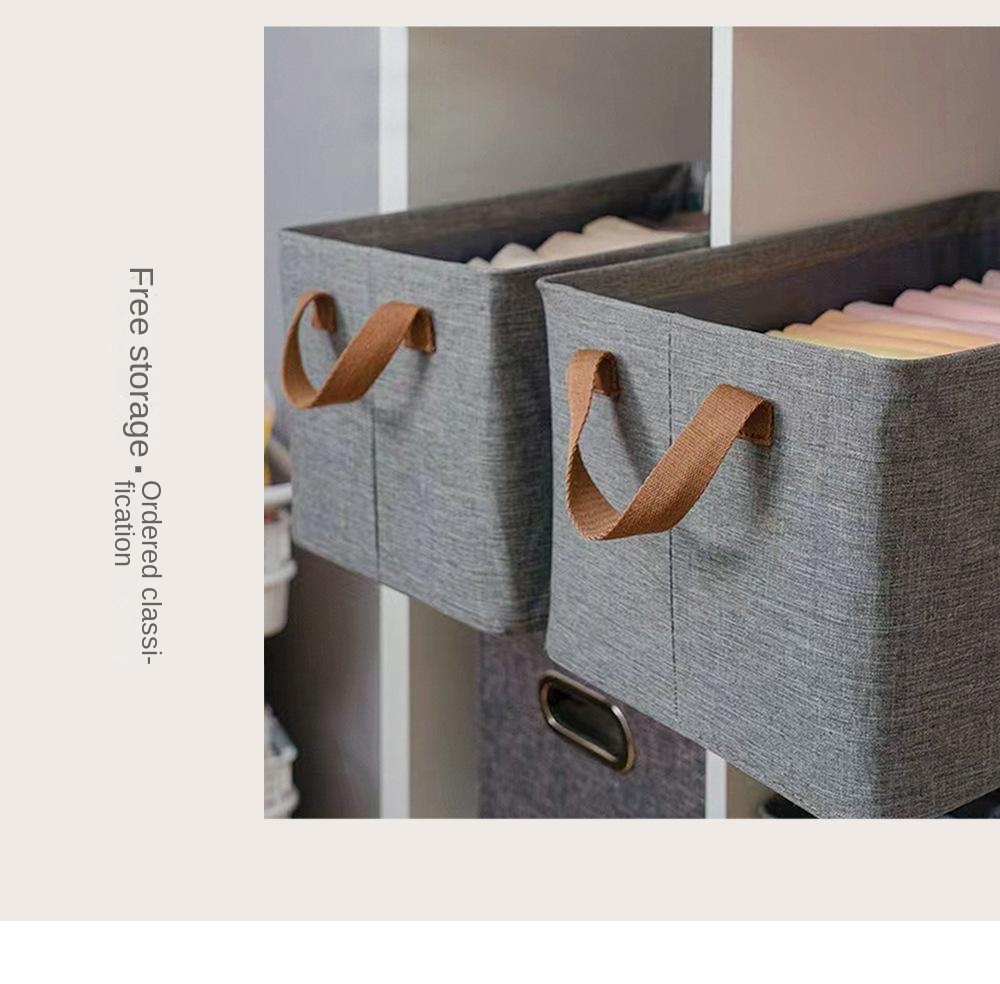 Finishing storage box without cover portable steel frame box cationic foldable storage basket cotton linen storage basket storage box