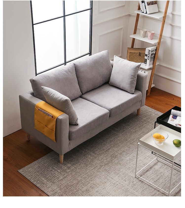 Nordic fabric sofa small apartment living room simple modern double three rental room clothing store sofa net red models