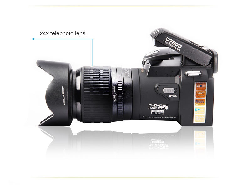 D7200 Auto Focus Full HD Digital Camera Video Camera 3 Lens Switchable External Flash