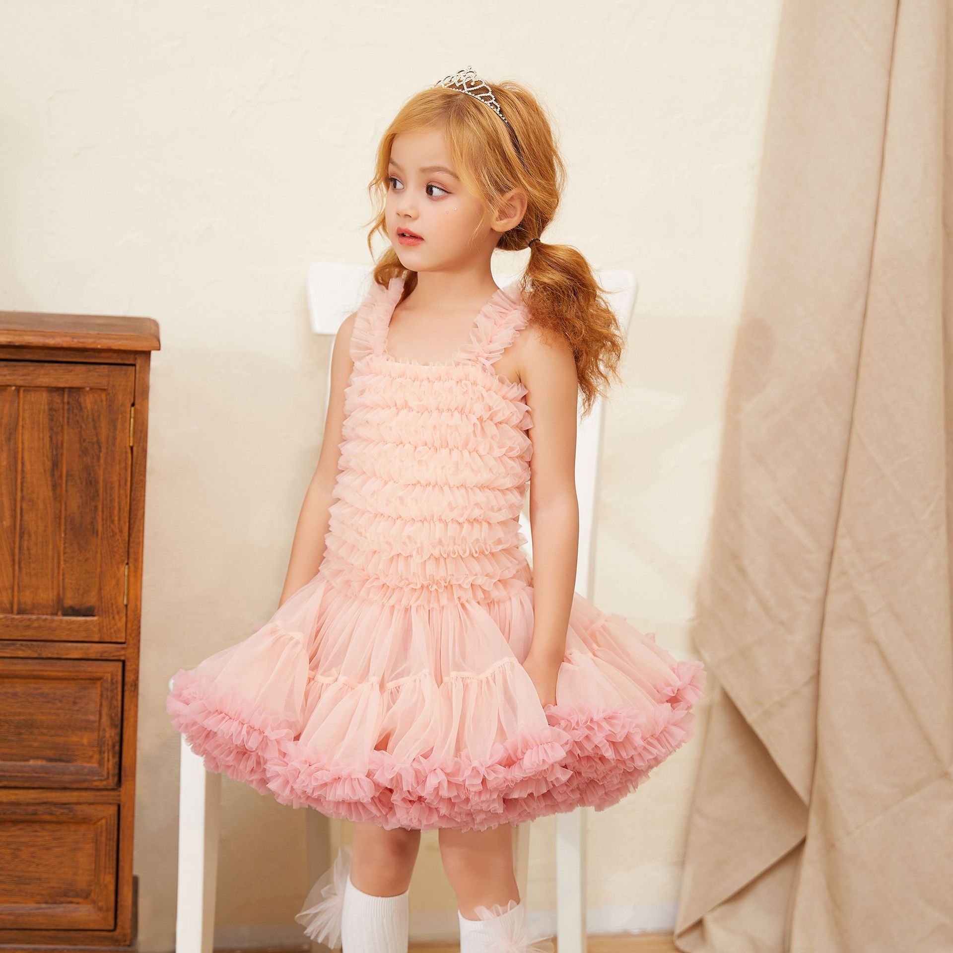 European and American children’s wear sling princess dress birthday gift dress girls princess dress fluffy children’s dress