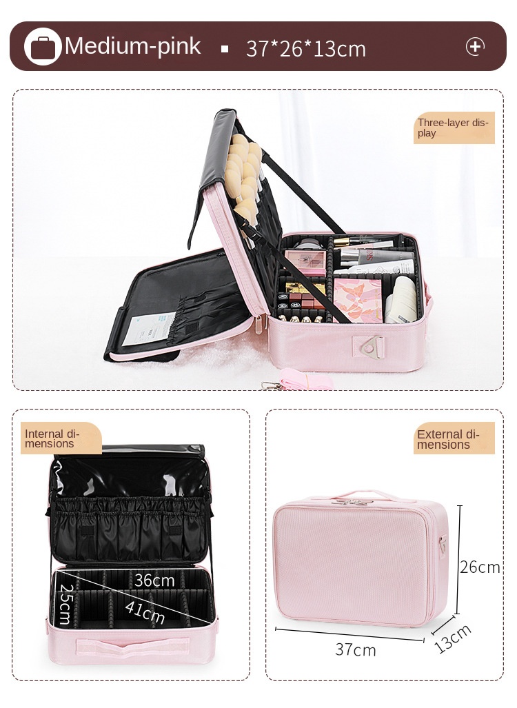 Large-capacity cosmetic bag tattoo embroidery manicure and makeup portable partition tool box cosmetic bag