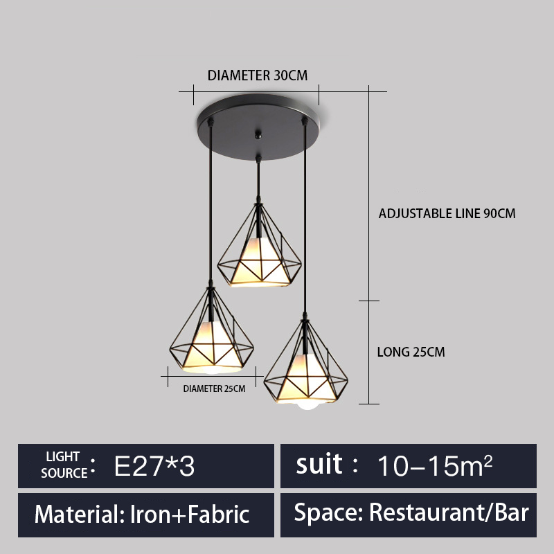 Restaurant chandelier three-head dining table lamp modern bar small simple creative Nordic led dining room wholesale lamp lighting