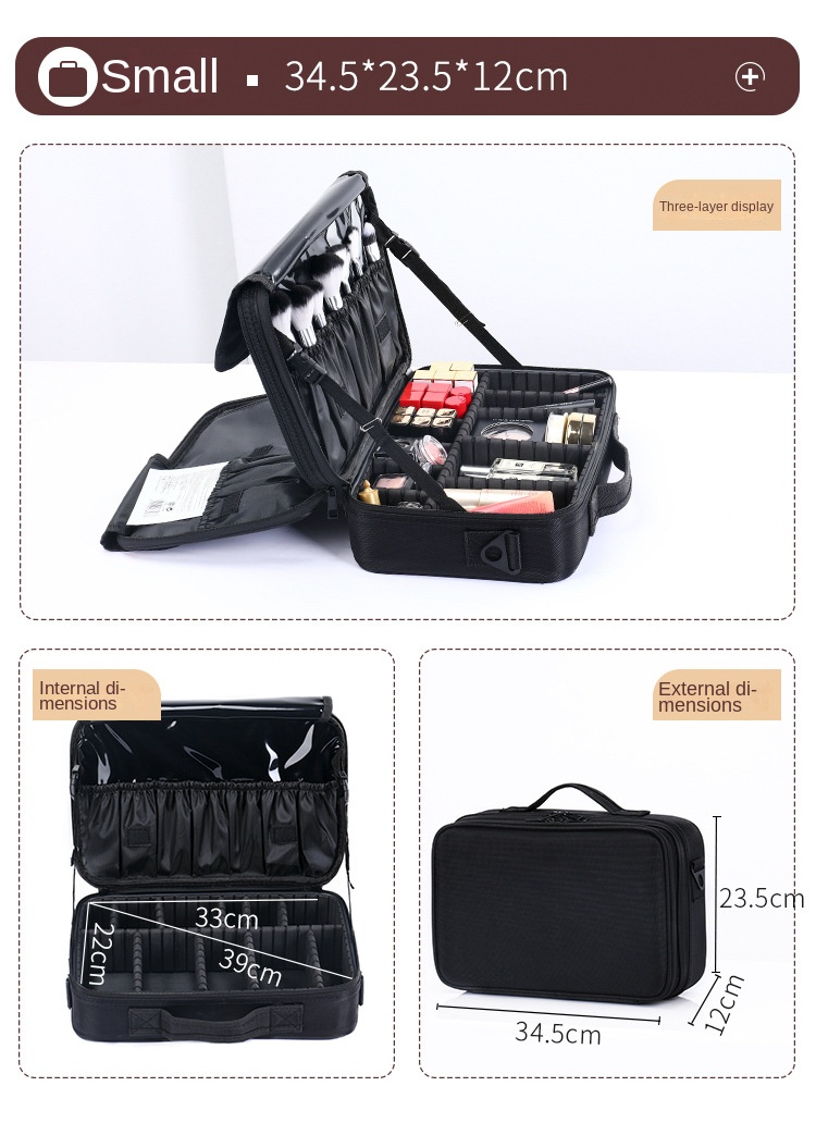 Large-capacity cosmetic bag tattoo embroidery manicure and makeup portable partition tool box cosmetic bag