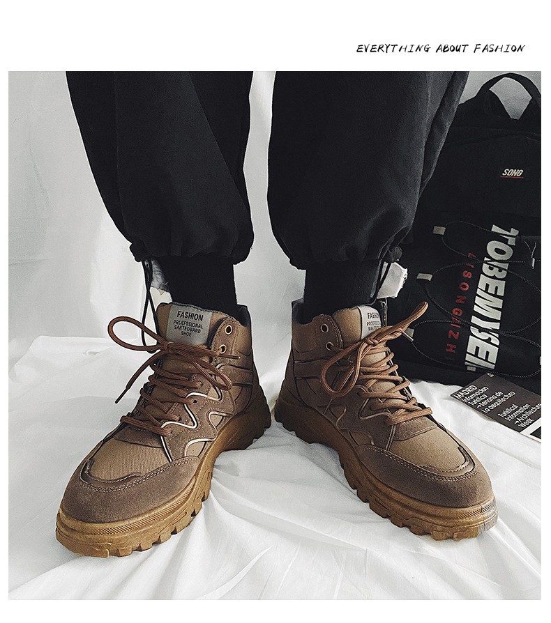 New high-top Martin boots men’s Korean version tooling boots all-match desert boots trendy men’s boots