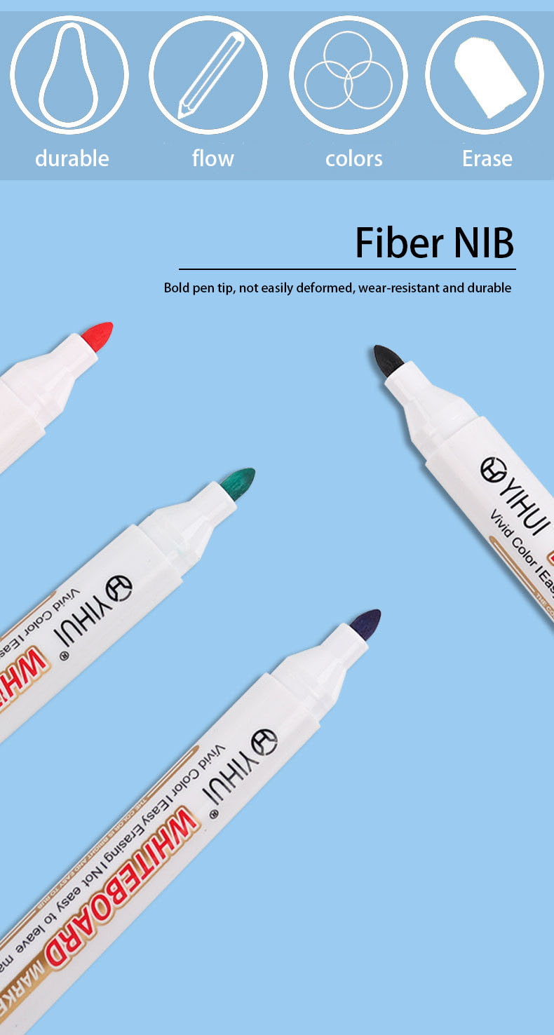Large-capacity 12-color water-based pen erasable whiteboard pen office writing board thick head message marker pen wholesale