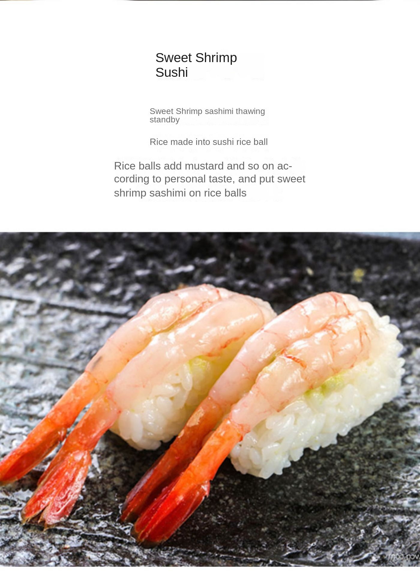 Fresh arctic sweet shrimp sashimi go head shell net red ready-to-eat sweet shrimp Japanese sushi 75g