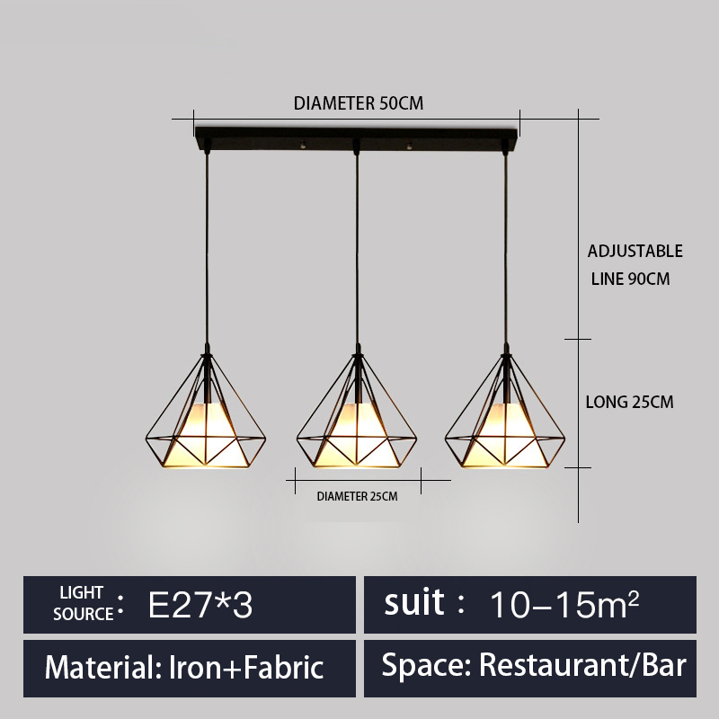 Restaurant chandelier three-head dining table lamp modern bar small simple creative Nordic led dining room wholesale lamp lighting