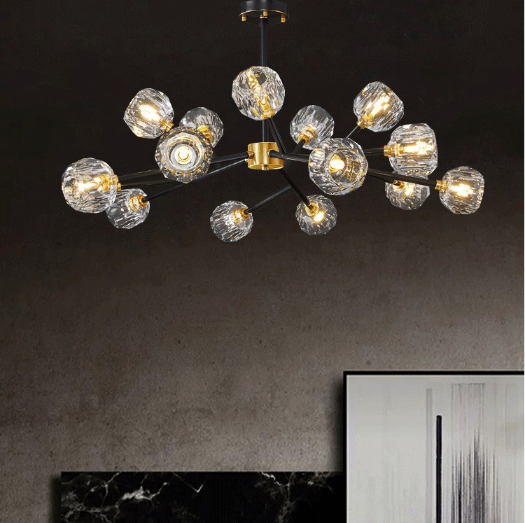 All copper crystal living room chandelier modern light luxury bedroom lamp Internet celebrity restaurant home branch magic bean molecule lamp