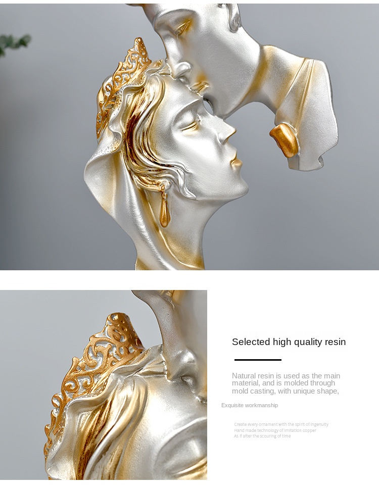 Creative kiss love couple figure statue resin handicraft decoration home living room decoration gift decoration