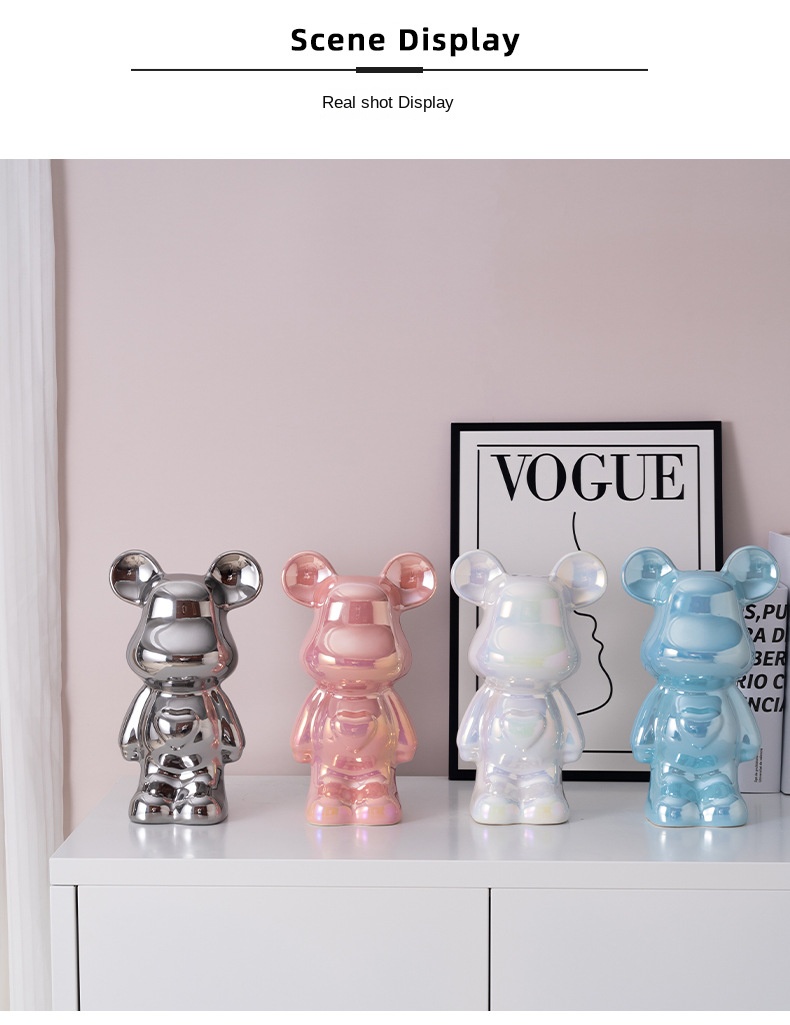 Light luxury love bear decoration living room high-end soft decoration TV cabinet wine cabinet cartoon violent bear hand office boy