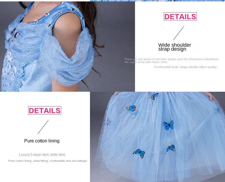 Halloween Cinderella Dress Frozen Elsa Sophia Girls Dress Children’s Short-sleeved Princess Dress