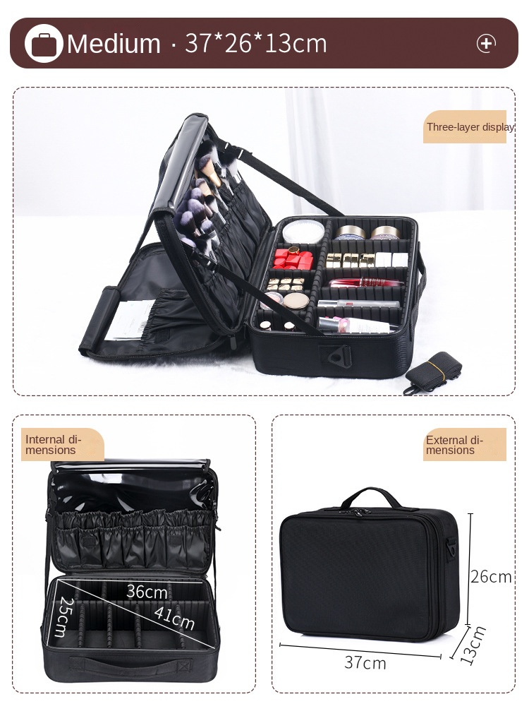 Large-capacity cosmetic bag tattoo embroidery manicure and makeup portable partition tool box cosmetic bag
