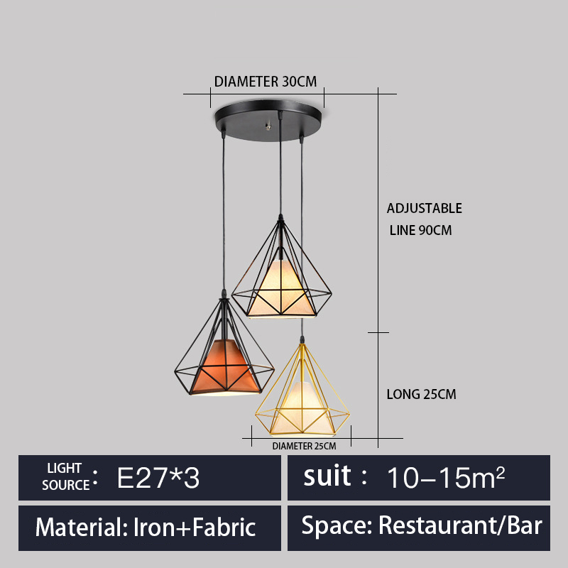 Restaurant chandelier three-head dining table lamp modern bar small simple creative Nordic led dining room wholesale lamp lighting