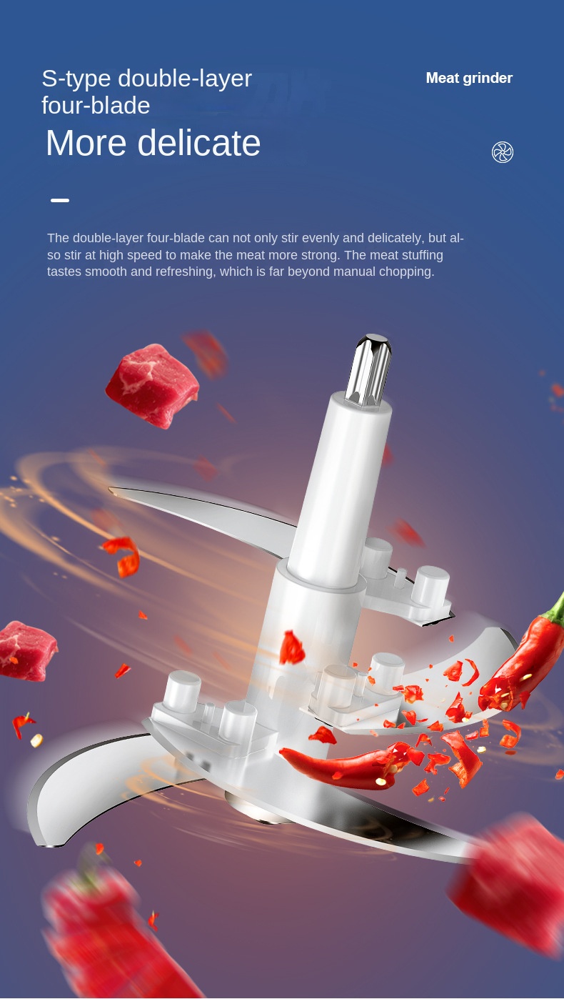 Cross-border kitchen household 304 electric meat grinder multi-functional meat mincer high-power four-knife meat blender