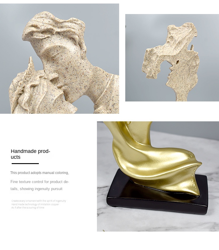 Creative kiss love couple figure statue resin handicraft decoration home living room decoration gift decoration