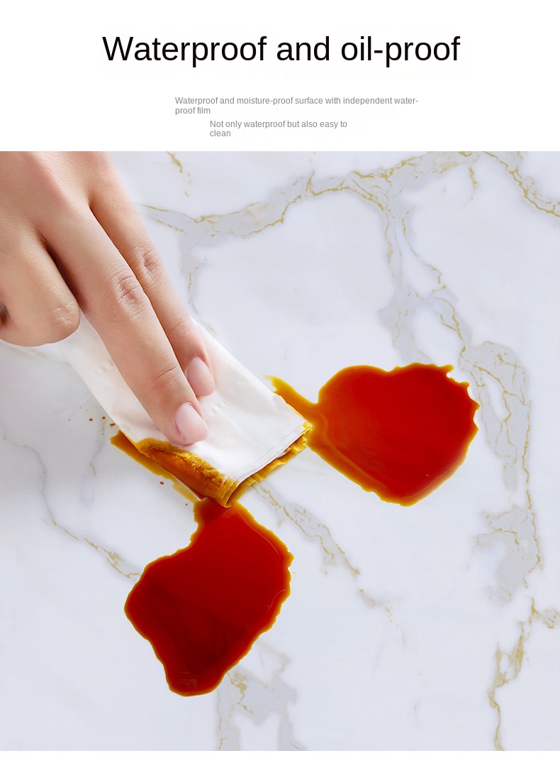 Cross-border manufacturers wholesale self-adhesive imitation marble stickers waterproof, oil-proof and high temperature resistant kitchen furniture