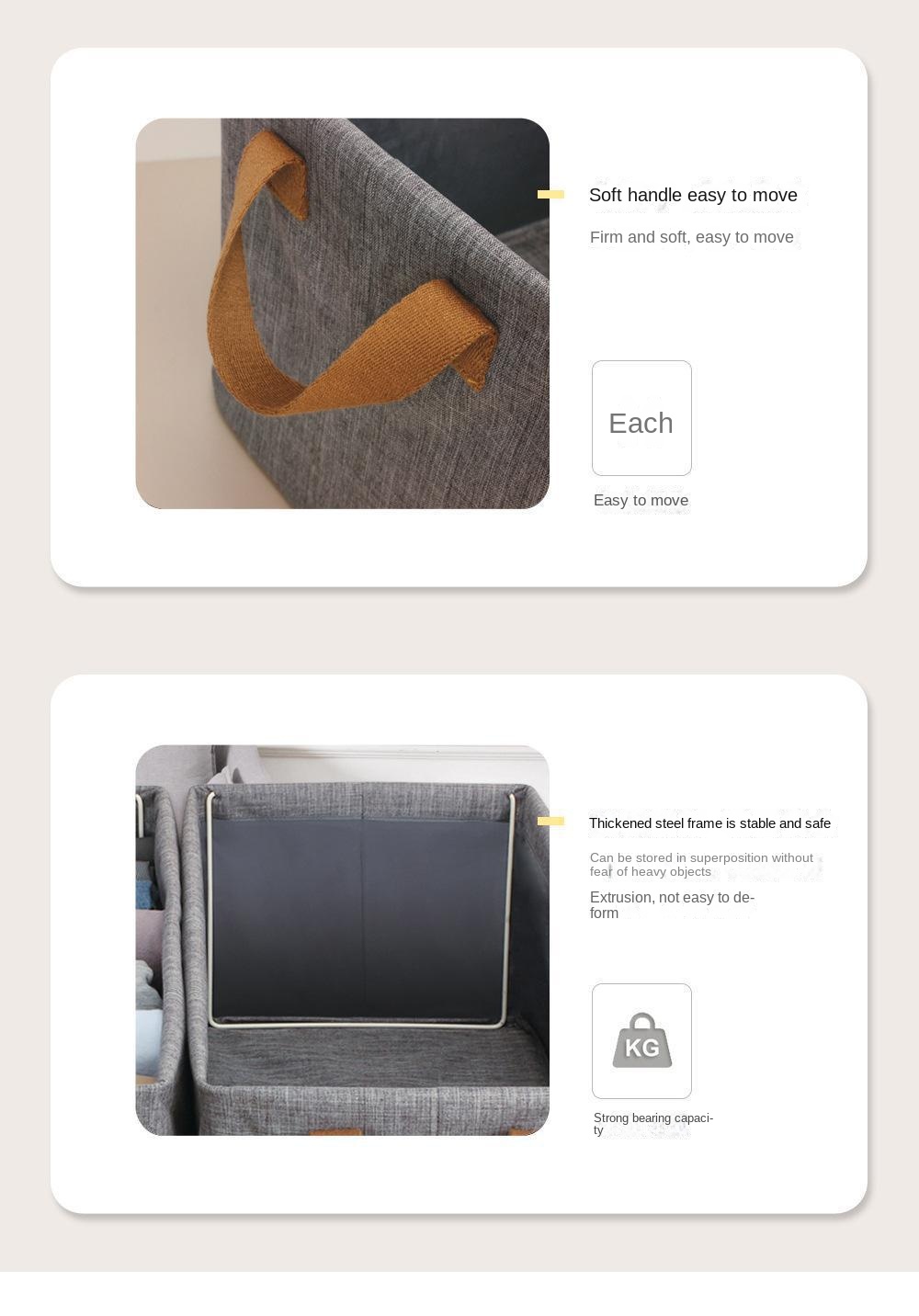 Finishing storage box without cover portable steel frame box cationic foldable storage basket cotton linen storage basket storage box