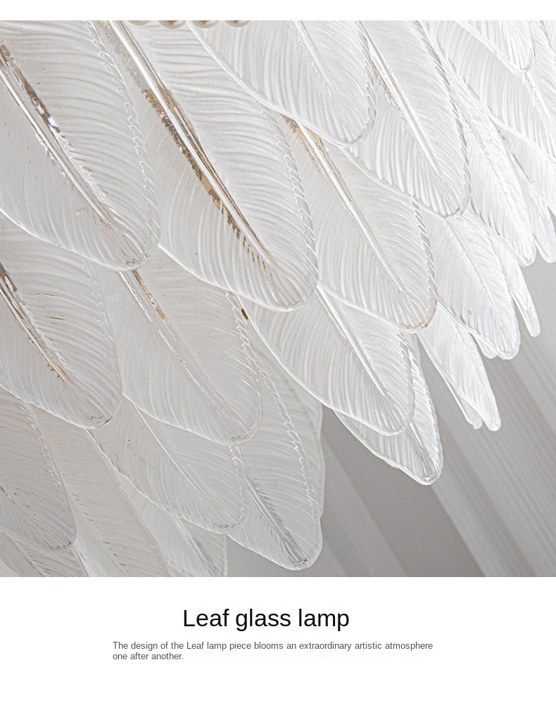 French-style living room chandelier modern light luxury feather glass chandelier American retro dining room bedroom net red LED lamp