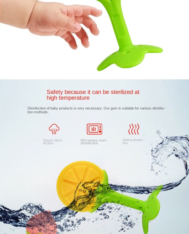Silicone baby teether fruit shape teether newborn two-color three-dimensional teether molar stick with box