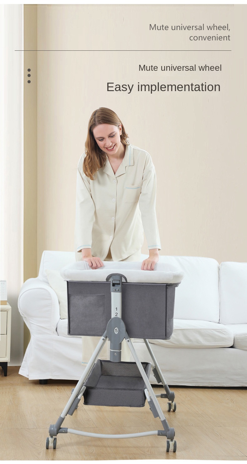 Crib newborn bed splicing big bed baby rocker bb children’s bed cradle bed multifunctional mobile foldable