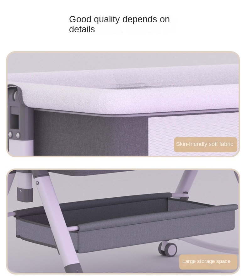 Crib newborn bed splicing big bed baby rocker bb children’s bed cradle bed multifunctional mobile foldable
