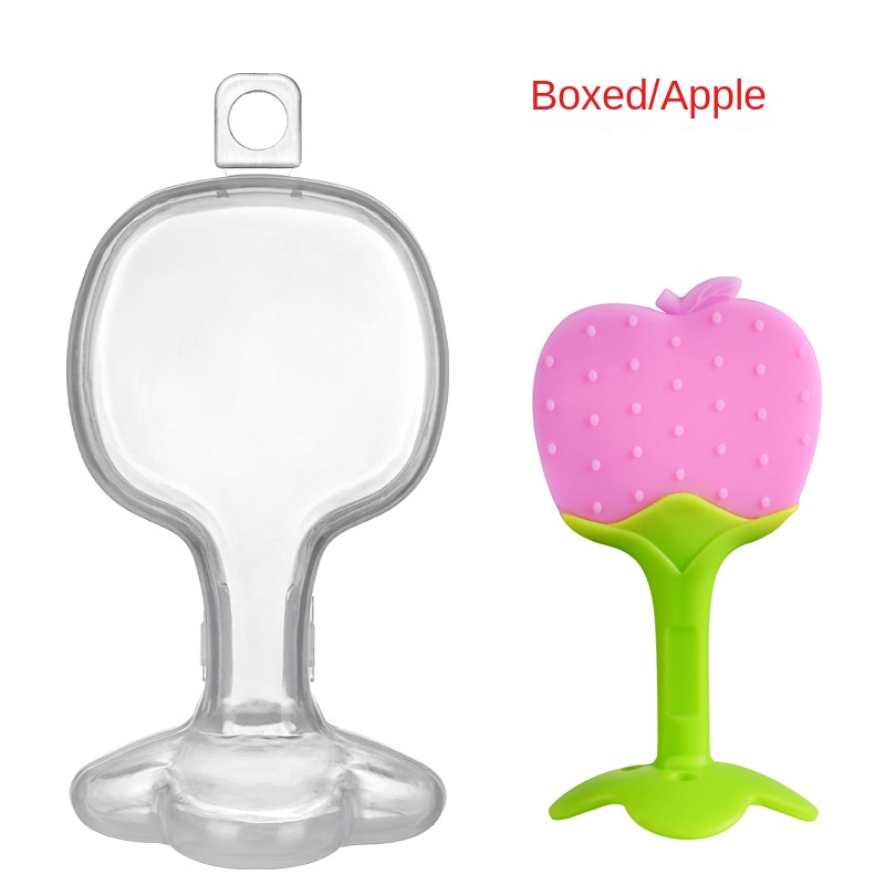 Silicone baby teether fruit shape teether newborn two-color three-dimensional teether molar stick with box