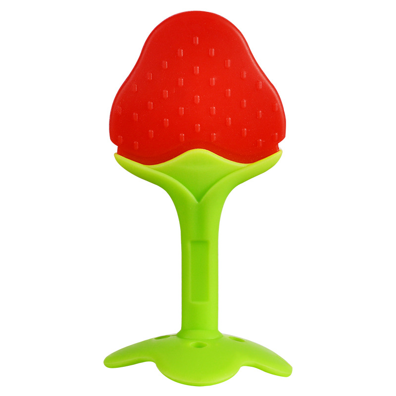 Silicone baby teether fruit shape teether newborn two-color three-dimensional teether molar stick with box