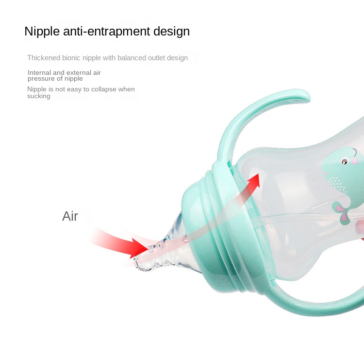 New Creative Baby Wide Mouth PP Feeding Bottle 180ml With Handled Nipple Bottle