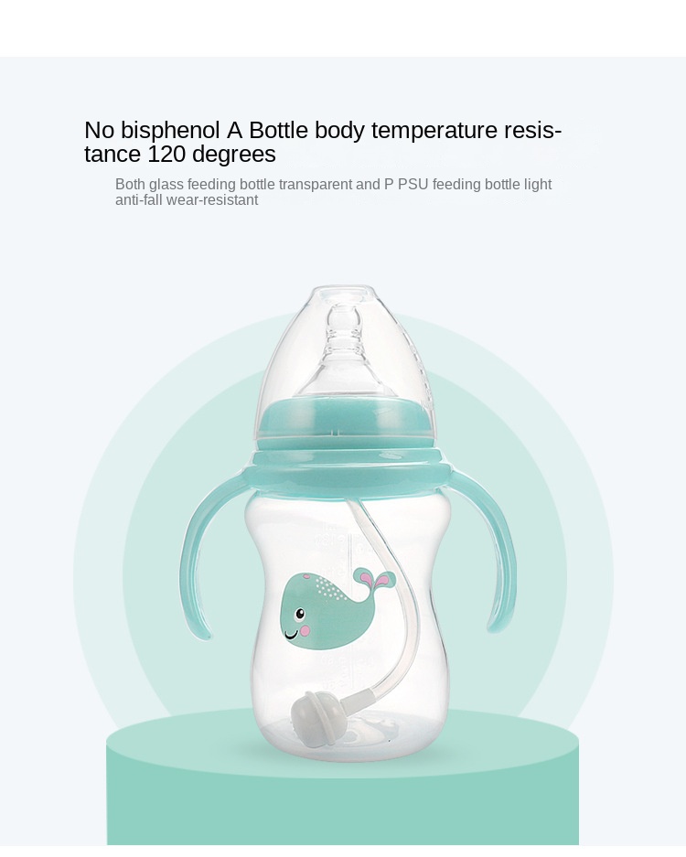 New Creative Baby Wide Mouth PP Feeding Bottle 180ml With Handled Nipple Bottle
