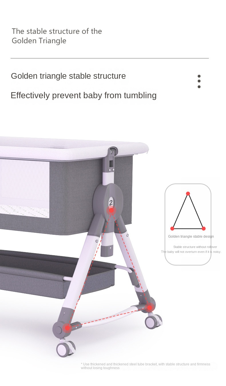Crib newborn bed splicing big bed baby rocker bb children’s bed cradle bed multifunctional mobile foldable