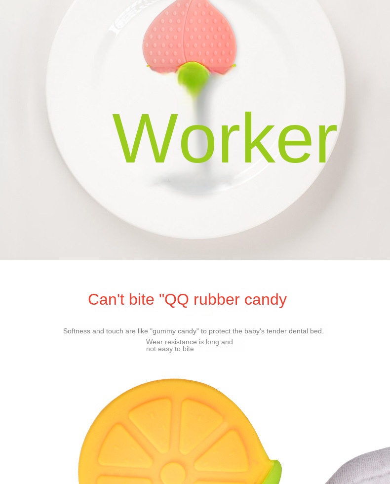 Silicone baby teether fruit shape teether newborn two-color three-dimensional teether molar stick with box