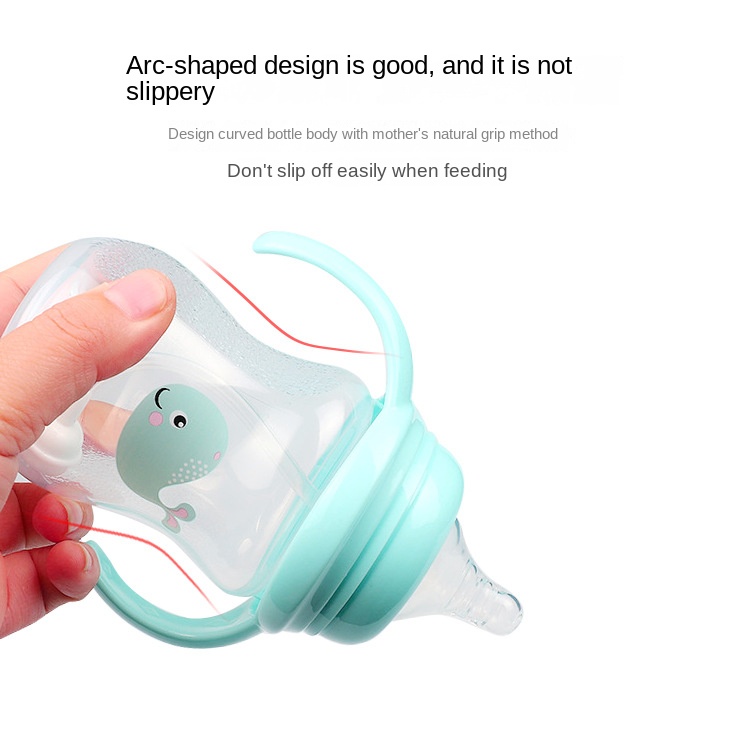 New Creative Baby Wide Mouth PP Feeding Bottle 180ml With Handled Nipple Bottle