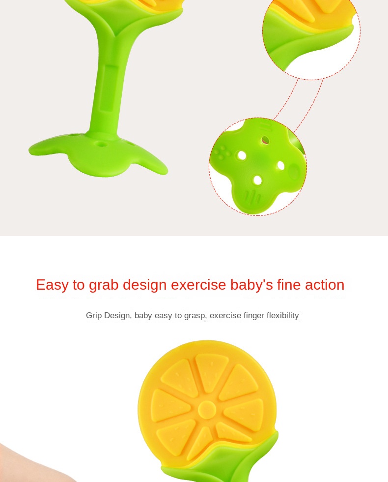 Silicone baby teether fruit shape teether newborn two-color three-dimensional teether molar stick with box