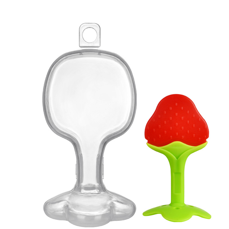 Silicone baby teether fruit shape teether newborn two-color three-dimensional teether molar stick with box