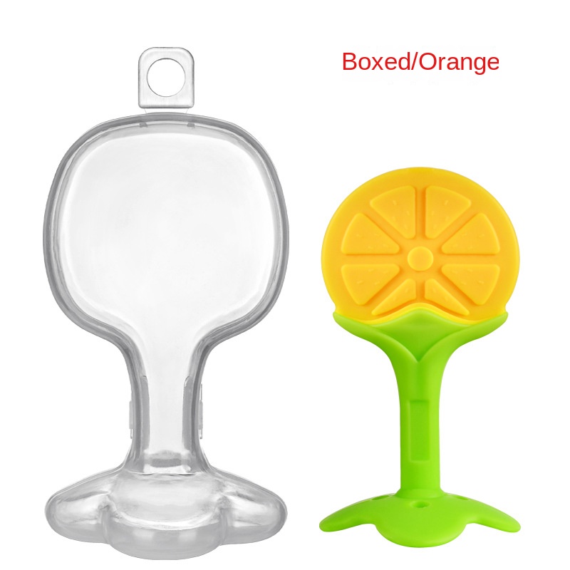 Silicone baby teether fruit shape teether newborn two-color three-dimensional teether molar stick with box