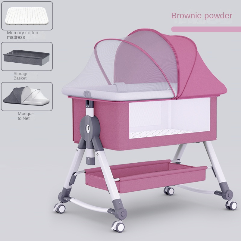 Crib newborn bed splicing big bed baby rocker bb children’s bed cradle bed multifunctional mobile foldable