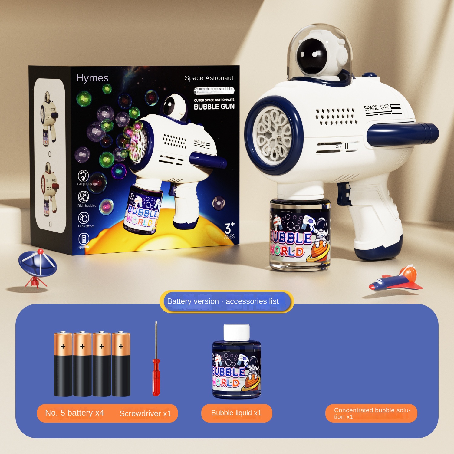 Bubble Gun Space Astronaut Toy Fully Automatic Gatling Electric Bubble Blowing Machine Internet Celebrity Children’s Toy