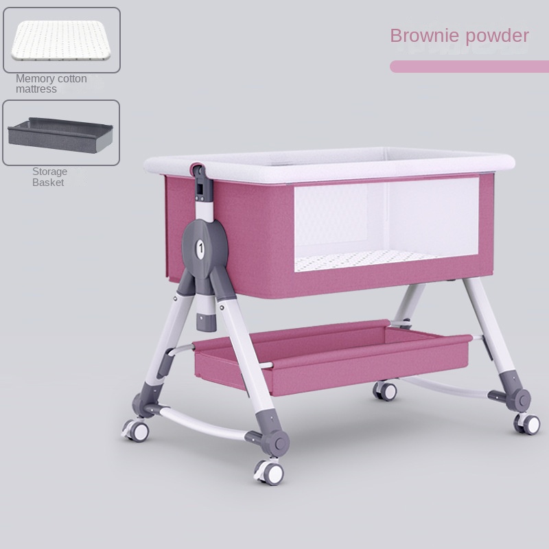 Crib newborn bed splicing big bed baby rocker bb children’s bed cradle bed multifunctional mobile foldable