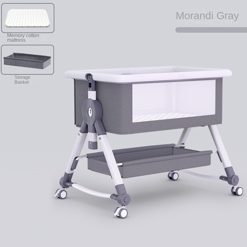 Crib newborn bed splicing big bed baby rocker bb children’s bed cradle bed multifunctional mobile foldable