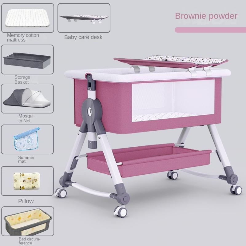Crib newborn bed splicing big bed baby rocker bb children’s bed cradle bed multifunctional mobile foldable