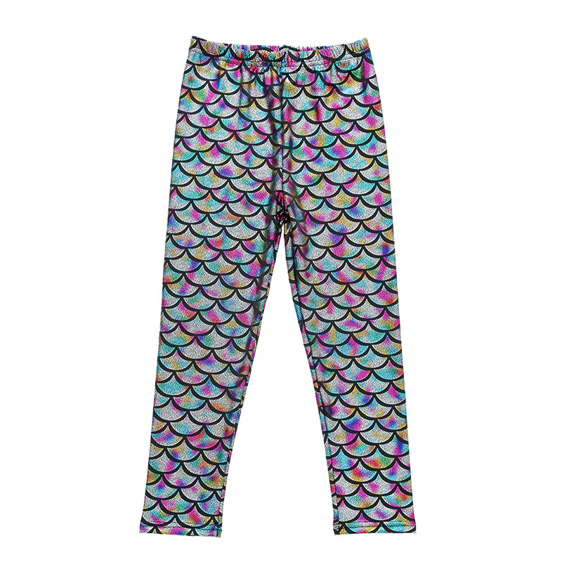 Gymnastics pants spring and autumn European and American girls mermaid tights and thin children’s colored fish scale leggings