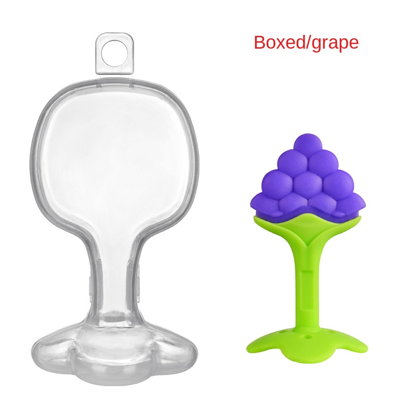 Silicone baby teether fruit shape teether newborn two-color three-dimensional teether molar stick with box