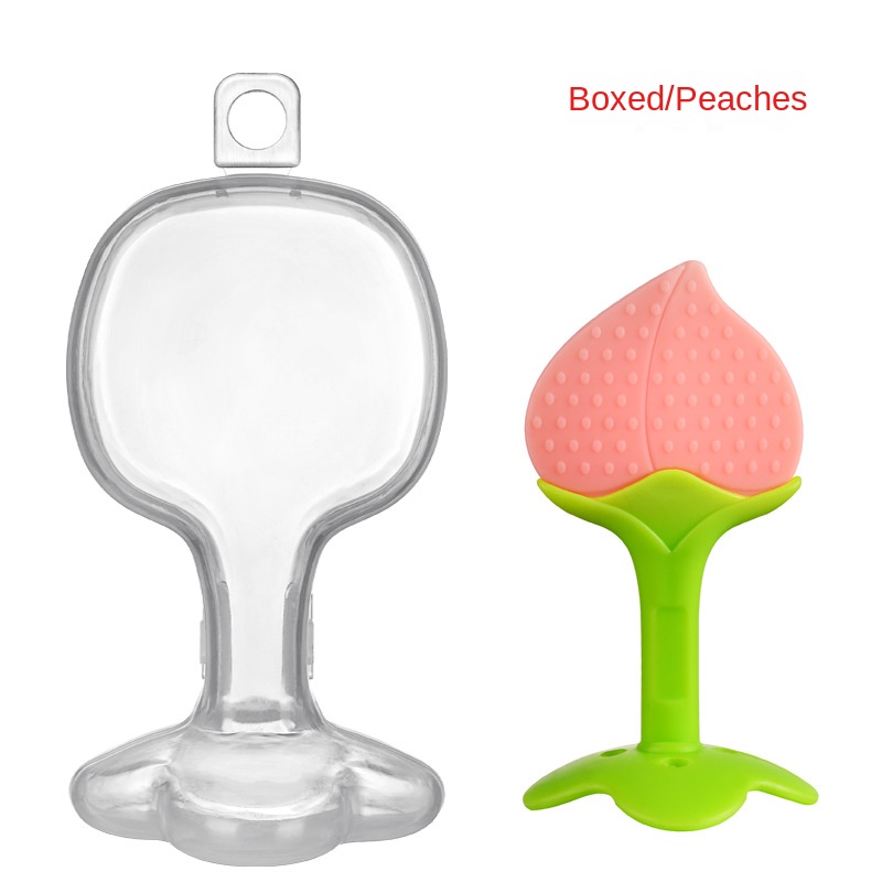 Silicone baby teether fruit shape teether newborn two-color three-dimensional teether molar stick with box
